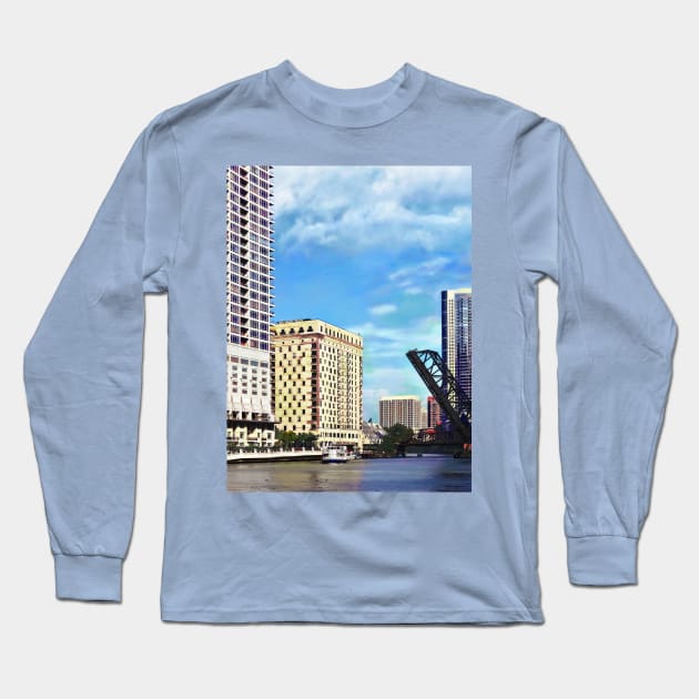 Chicago IL - Near the Kinzie Street Bridge Long Sleeve T-Shirt by SusanSavad